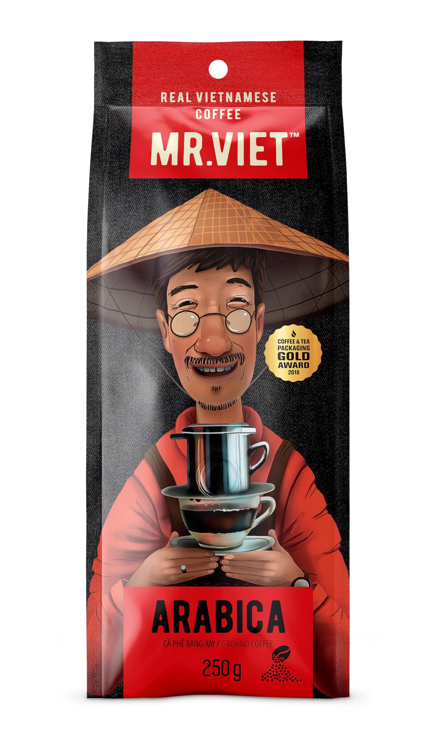 Mr Viet Arabica 100% | Fresh and Promptly Delivered from Vietnam - Ground Coffee Roasted Authentic Vietnamese Blend, Suitable for All Coffee Machines 250g