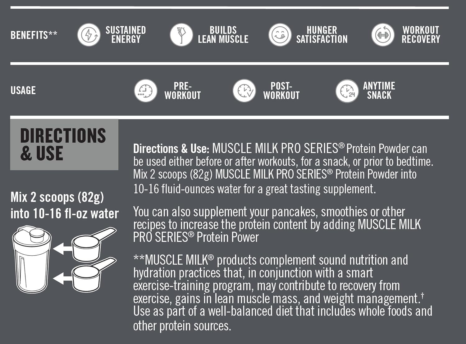 Muscle Milk Pro Series Protein Powder, Intense Vanilla, 50g Protein, 2.47 Pound, 14 Servings: Health & Personal Care