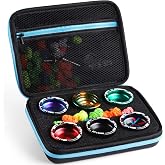 MAGICYOYO Yoyo Storage Case, Portable Carry Bag Protect Yo-yo Accessories | Pre-cut Foam Layout, 6-Slot Capacity, Durable Nylon Fabric, Compact 220g Design, Wrist Strap &amp; Mesh Pocket (Black Blue)