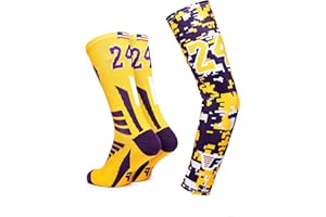 Forever Fanatics Youth Boys Basketball Socks Sports Athletic Crew Socks with Basketball Arm Sleeve - Made in USA
