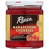 Reese Red Maraschino Cherries w/Stems | Great on Desserts | 10OZ (1 Pack)