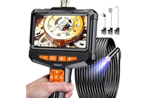 AUKONVEE Endoscope Camera with Light, Handheld Borescope with 4.3" IPS Screen, 1080P HD Inspection Camera with 8 Adjustable LED Lights, IP67 Waterproof, 16.5FT Semi-Rigid Cord for Automotive, Sewer, HVAC, Pipe