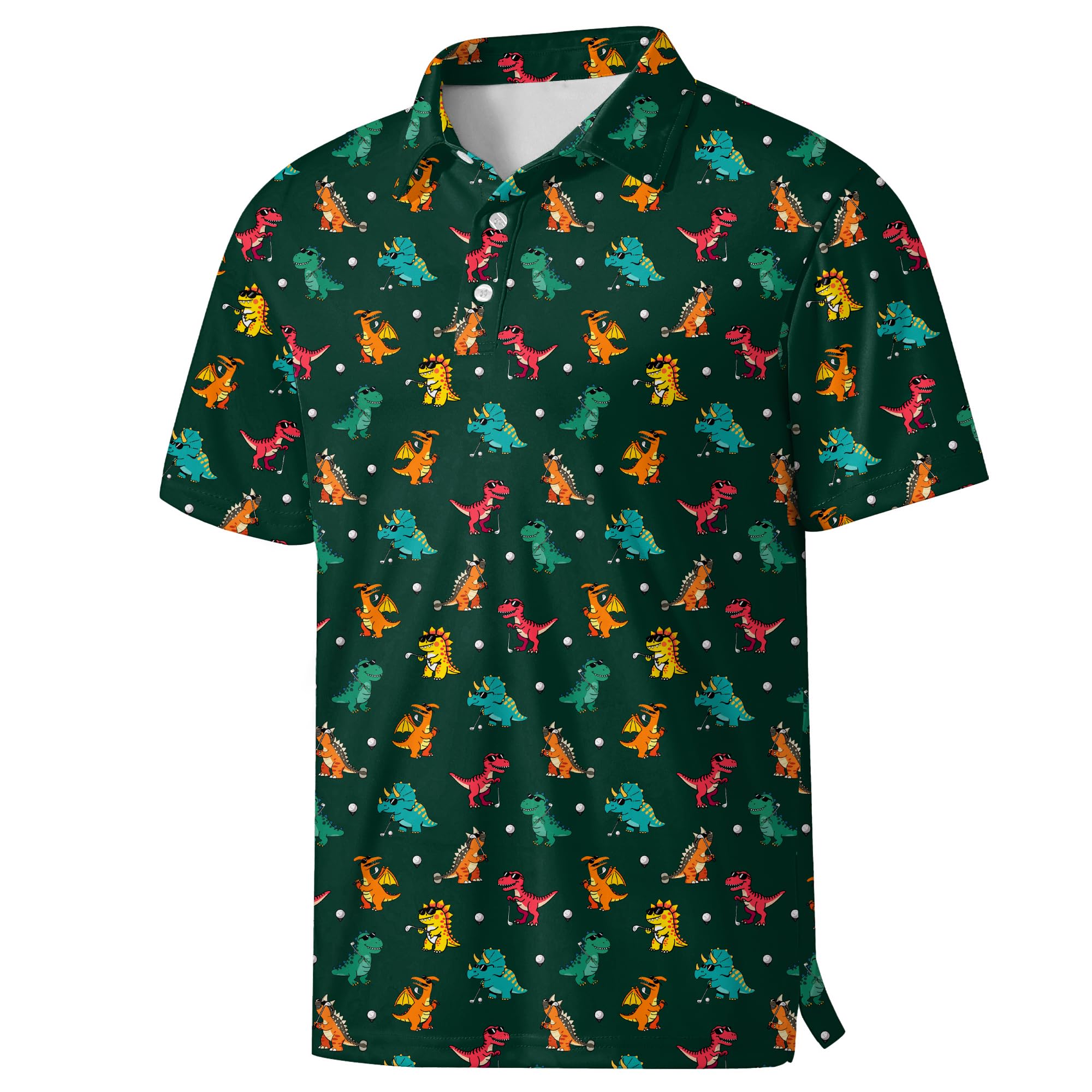 HOMNY Mens Golf Shirts Dinosaur Golf Polo Shirts for Men Short Sleeve ...