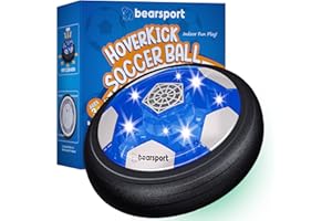 Bearsport Indoor HoverKick Soccer Ball - Rechargeable, with LED Light and Music - Fun Floating Air Soccer Game with Upgraded Foam Bumper for Kids, Toddlers, Boys, Girls