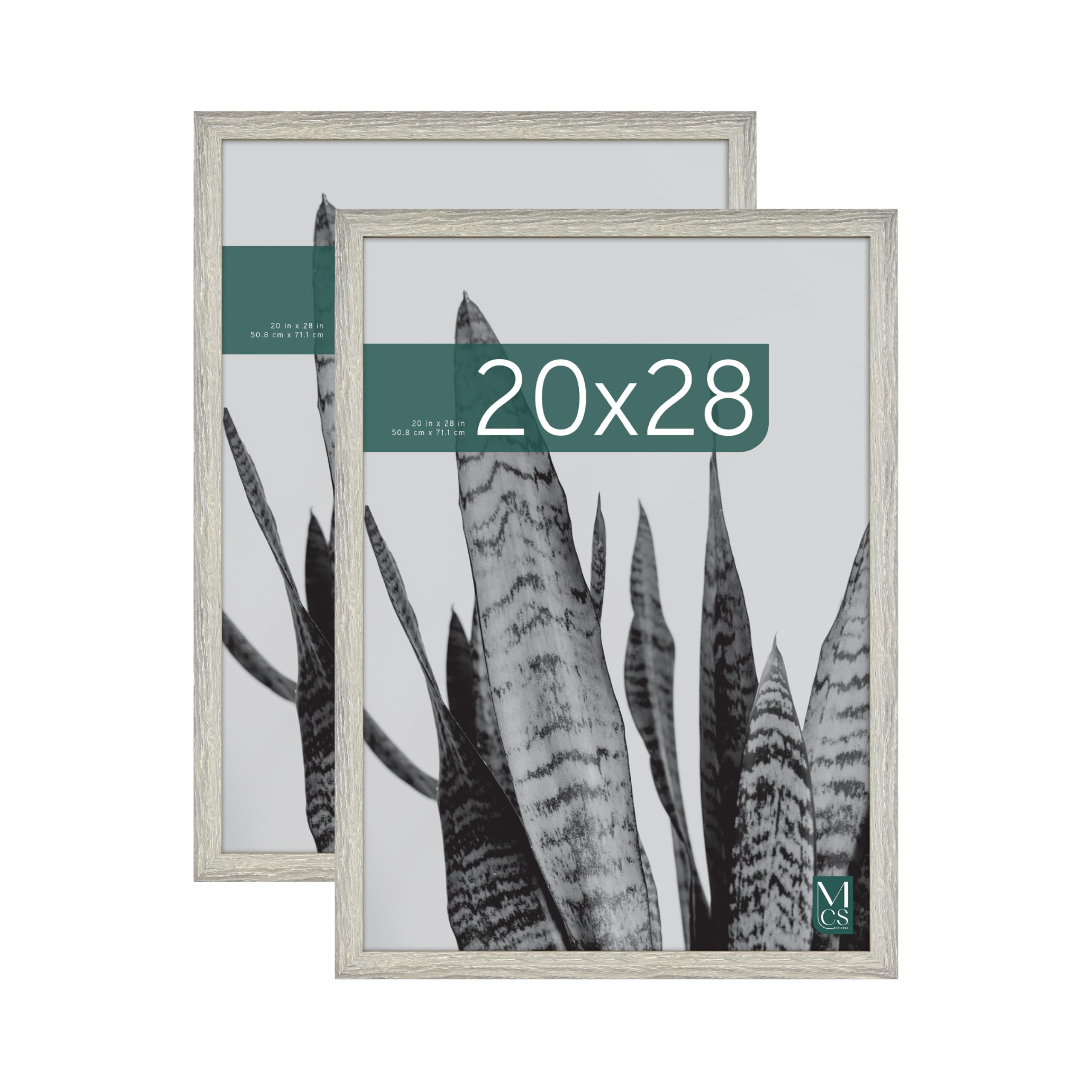 MCS Studio Gallery 20x28 Poster Frame Gray Woodgrain, Vertical & Horizontal Wall Hanging Large Picture Frame for Photos, Posters & Art Prints (2-Pack) Image