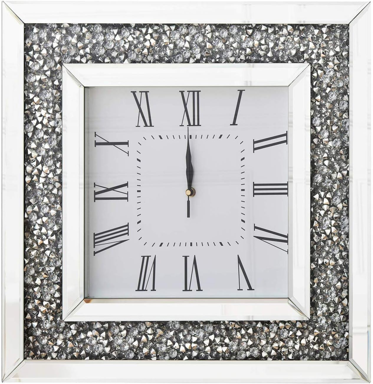 DiscountSeller Beautiful Elegant Diamante Mirrored Wall Clock Large