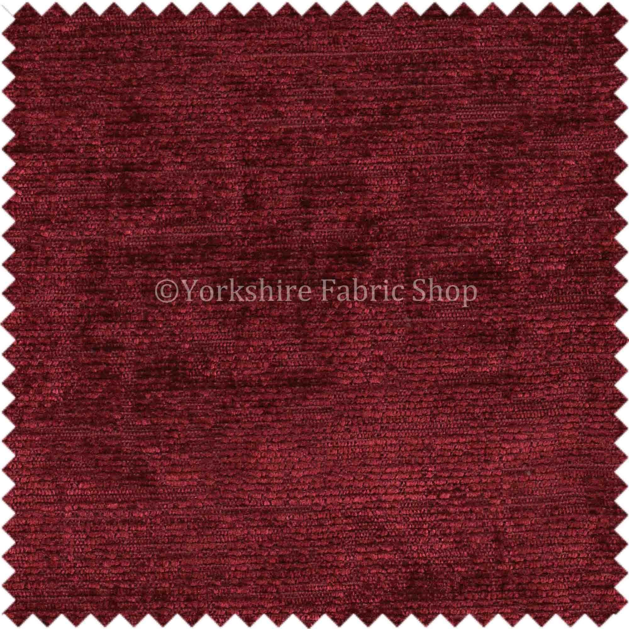 Soft Shimmering Chenille Upholstery Material Fabrics Burgundy Red Colour Cushions Sofas Curtains Crafts Chairs