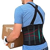 NeoHealth Plus Size Lower Back Support Belt with Suspenders - The Most Effective Back Pain Relief for Men & Women - Industrial Strength Lumbar Protection for Construction, Warehouse, Moving, 3XL