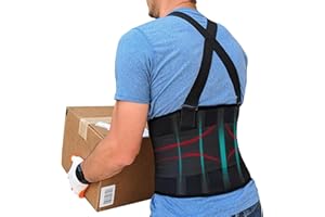 Plus Size Lower Back Support Belt with Suspenders - The Most Effective Back Pain Relief for Men & Women - Industrial Strength