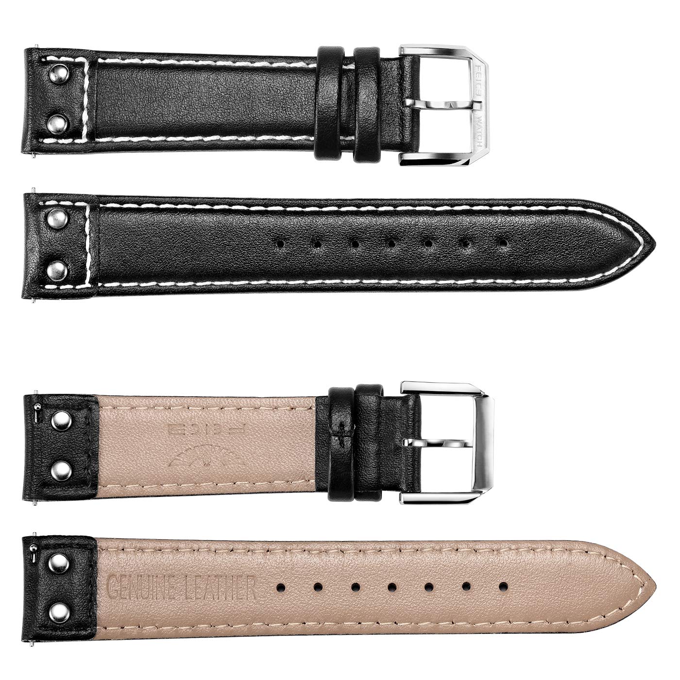 FEICE Leather Watch Strap Quick Release Design