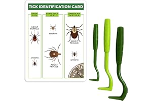 TickCheck Tick Remover Value 3 Pack - Tick Remover Tools + Tick Identification Card - for Humans, Dogs & Cats (1 Set)