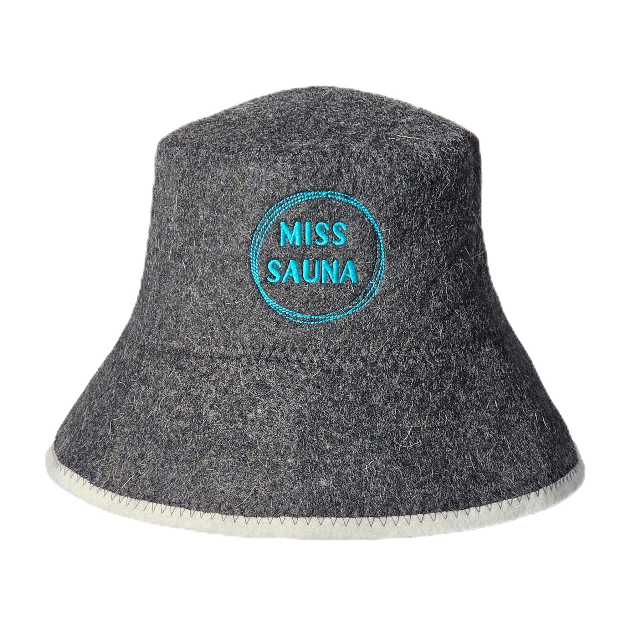 PRINZEPS Sauna Hat Women's Perfect Sauna Hat Made of 100% Wool Felt - Felt Hat Women with Exclusive Miss Sauna Embroidery - Ideal Sauna Headgear Sauna Hat - Gifts for Sauna Goers