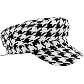 Houndstooth Pattern Hat Chic Fiddler Cap for Women – Fashionable Plaid Beret, Stylish Caps, Black and White Cap, French Summer Cabbie, Baker Boy Fall Chic Fiddler Print Visor Berets for Ladies