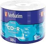Verbatim 43787 52X 700MB CD-R Extra Protection Wrap Spindle 50 Pack Matt Silver view 1