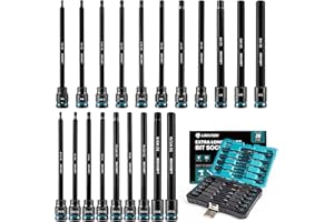 LIBRATON 3/8" Drive Long Impact Hex Bit Socket Set, Allen Bit Sockets, S2 Steel Hex Head Sockets, 20PCS Allen Wrench Socket, 