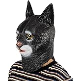 Fun Cat Mask, Halloween Animal Masks Costume for Adults, Cute Big 3-D Eyes, Realistic Texture, Full Wrap-around Adult Standard Size, Latex Material, Suitable for Any Party and Masquerade Parties
