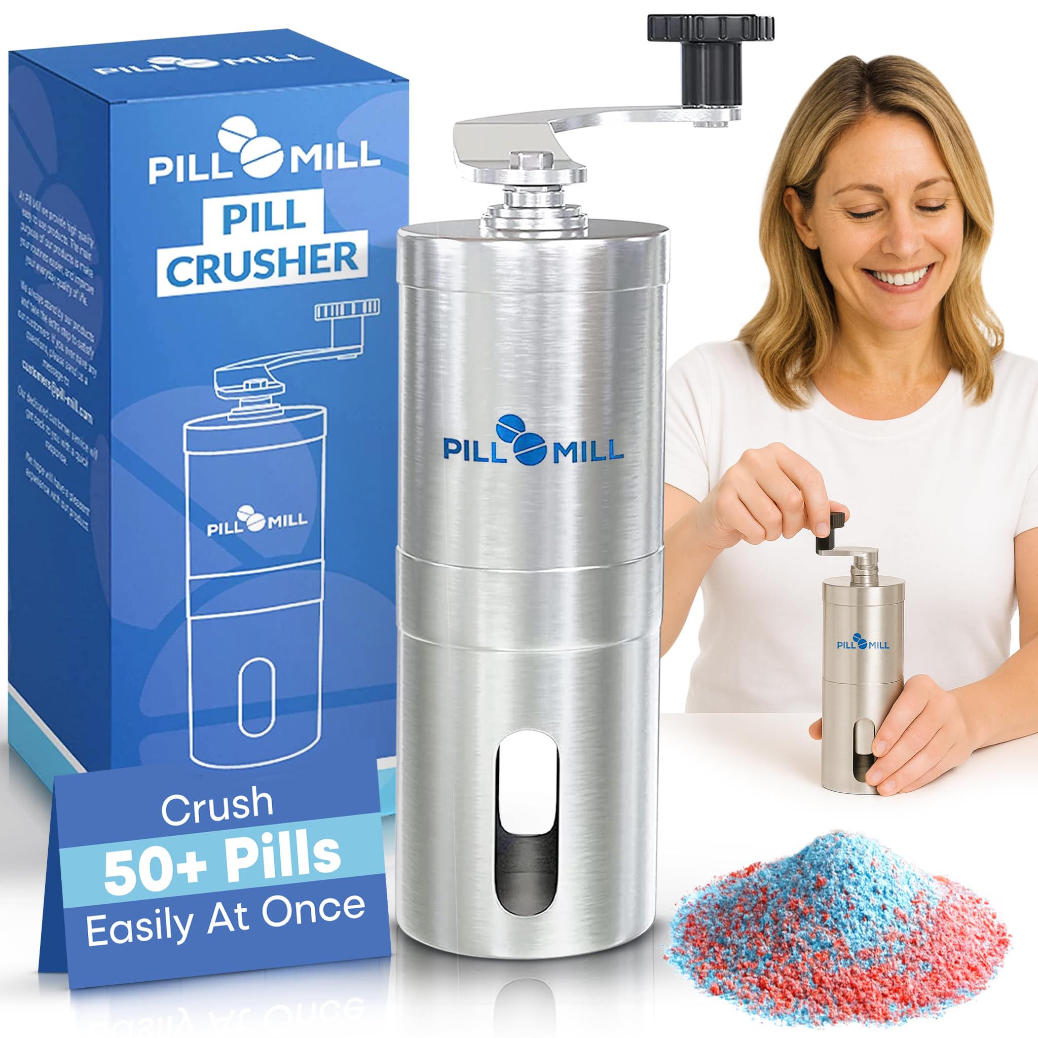 Photo 1 of Pill Mill Pill Crusher - Crushes Multiple Tablets to a Fine Powder - Metal Pill Grinder - Tablet Pulverizer Suitable for Travel - Great Feeding Tube use and Pets