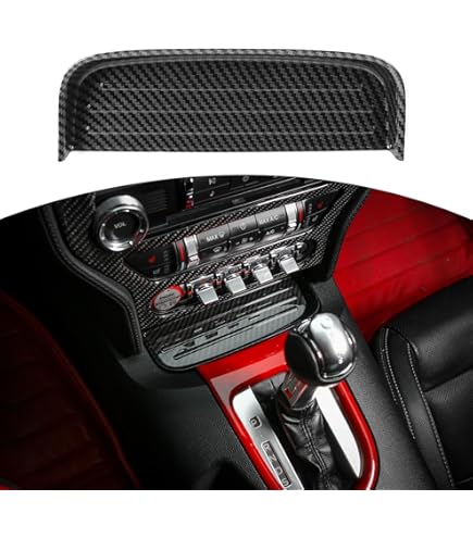 Coque Pommeau Levier Vitesse Fibre Carbone Rouge | Pour Ford Mustang 2015-2019, Décoration Intérieure - 4