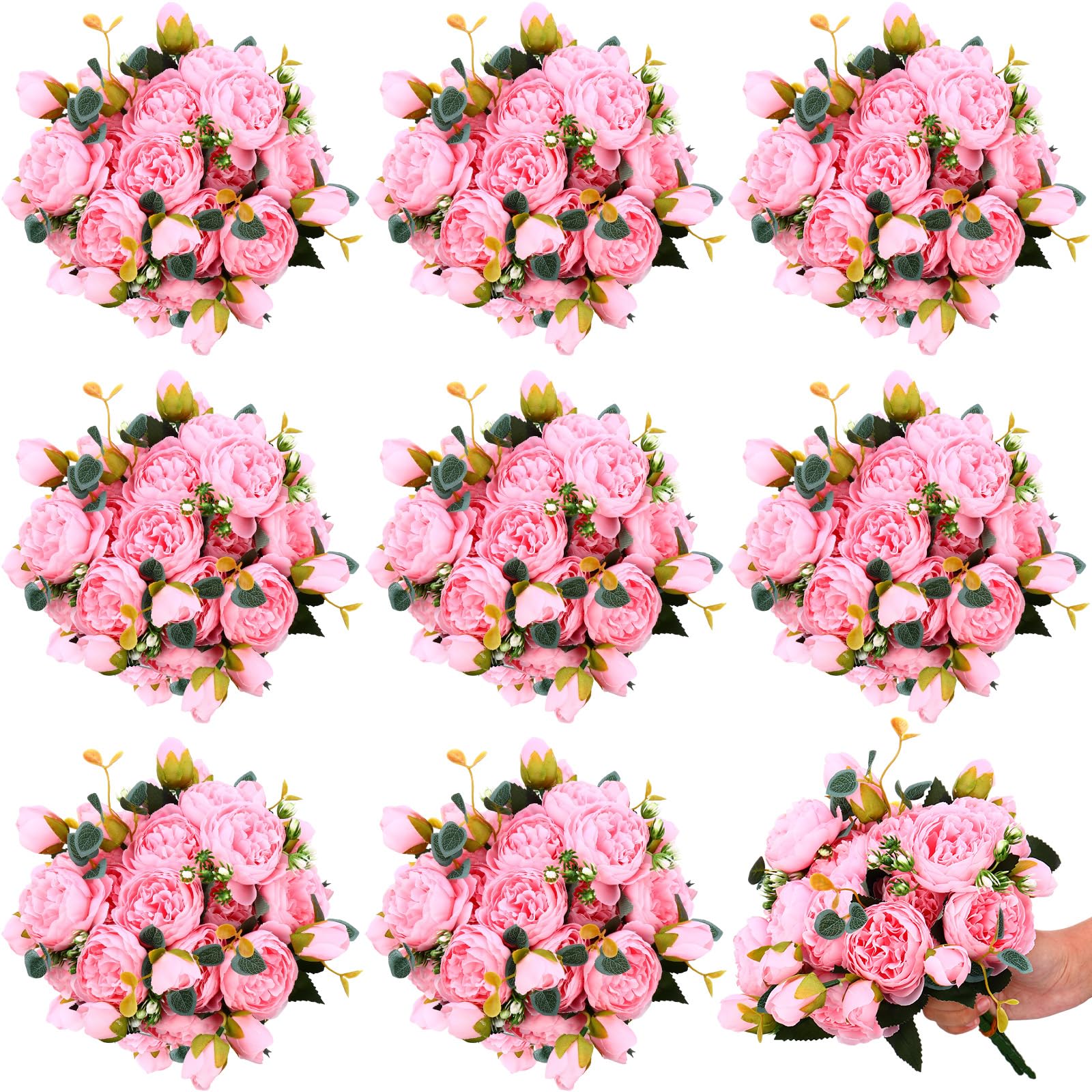 Photo 1 of Hoteam 24 Bundles Artificial Peonies Flowers Wedding Faux Flowers Silk Peony Bouquet Bulk Bride Fake Florals Arrangements for Table Centerpieces Wedding ?Party Vase Decor (Light Pink)