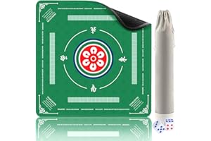 DYMMO Mahjong Mat 32.4x32.4 inch Waterproof Mahjong Table Cloth 3mm Thickened Non-Slip Noise Reduction Game Mat for Mahjong Board Games Domino Poker Card Games (Green B)