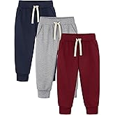Feyoyi 3 Pack Toddler Boys Girls Sweatpants Toddler Boys Kids Joggers Pants with Pocket Drawstring Athletic Clothes