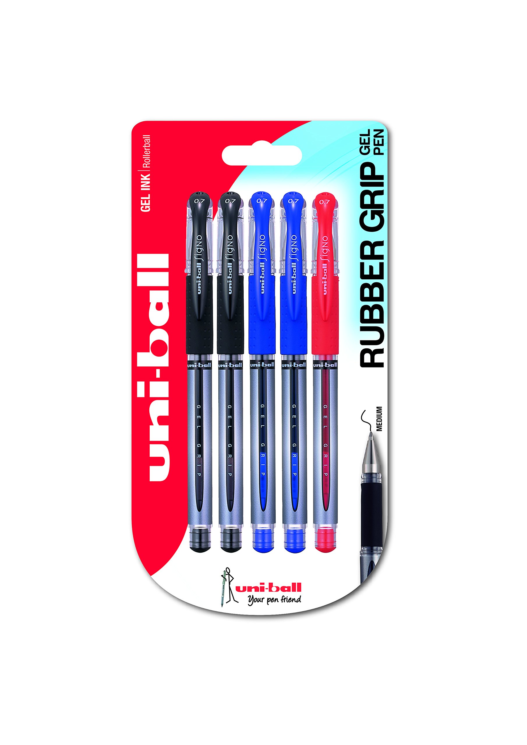 Uni-Ball UMN-151S Signo Gel Grip Rollerball Pen, Assorted Gel (Pack of 5)