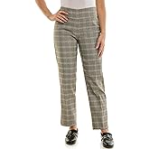 Zac & Rachel Women's Pull-On Ankle Length Pant with Tummy Control Waist Band, Black Multi Rose, 14