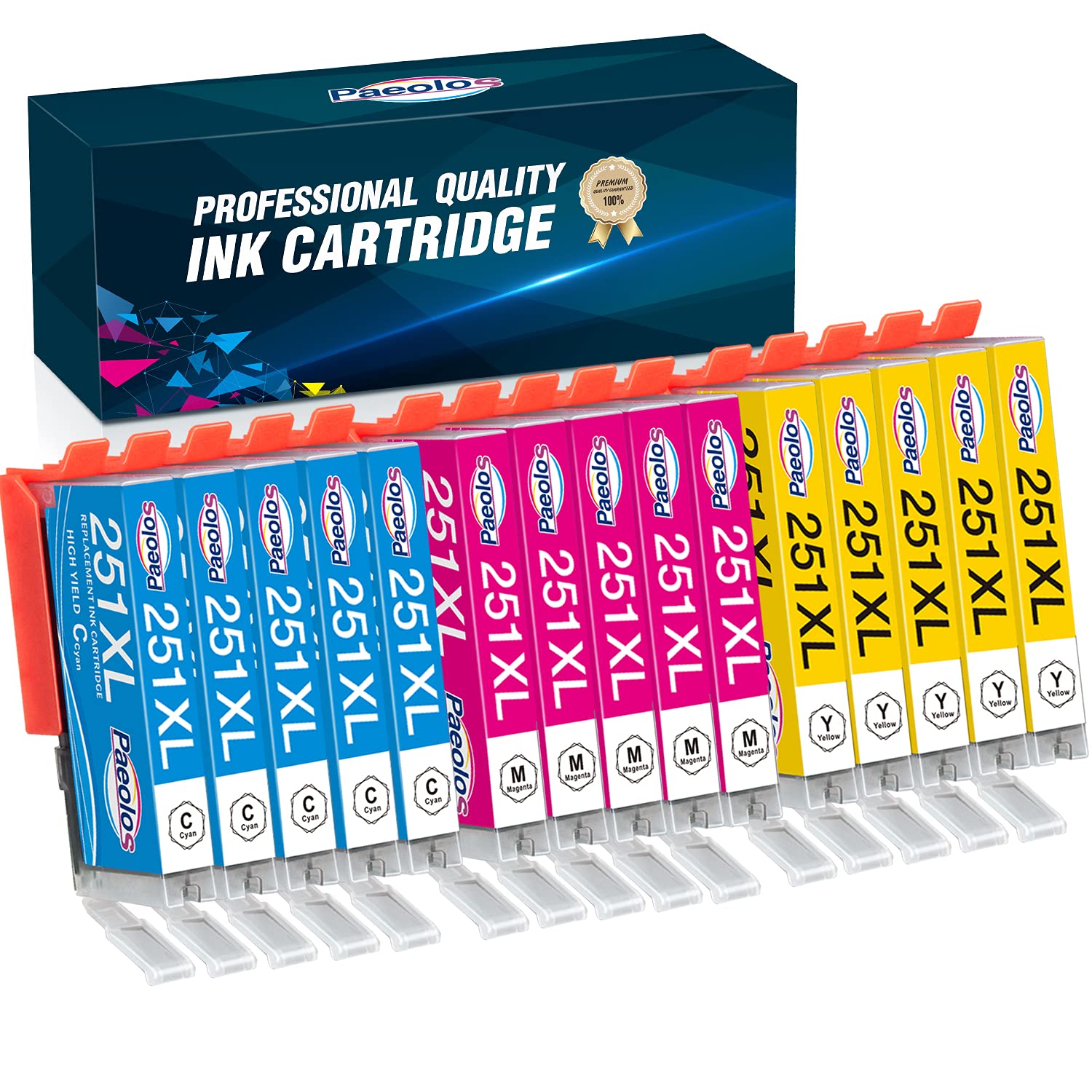 Photo 1 of 251XL Ink Cartridges High-Yield Replacement for Canon Ink 251 251XL Compatible with Canon mx922 Printer Ink cartridges IX6820 IP7220 IP8720 MG7520 MG5520 MG5420 MG6320 (5 Cyan 5 Magenta 5 Yellow)