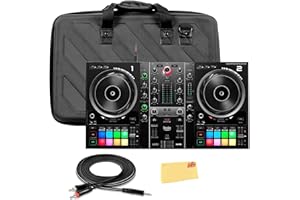 Hercules DJControl Inpulse 500 MK2 2-Channel DJ Controller Bundle with Case, TRS-to-RCA Breakout Cable, and Austin Bazaar Polishing Cloth