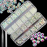 Lifextol Nails Rhinestones for Crafting 6sizes SS20 Rhinestones Flatback for Nails and Face with Tweezers and Picking Rhinestones Pen, 4000pc Kit A