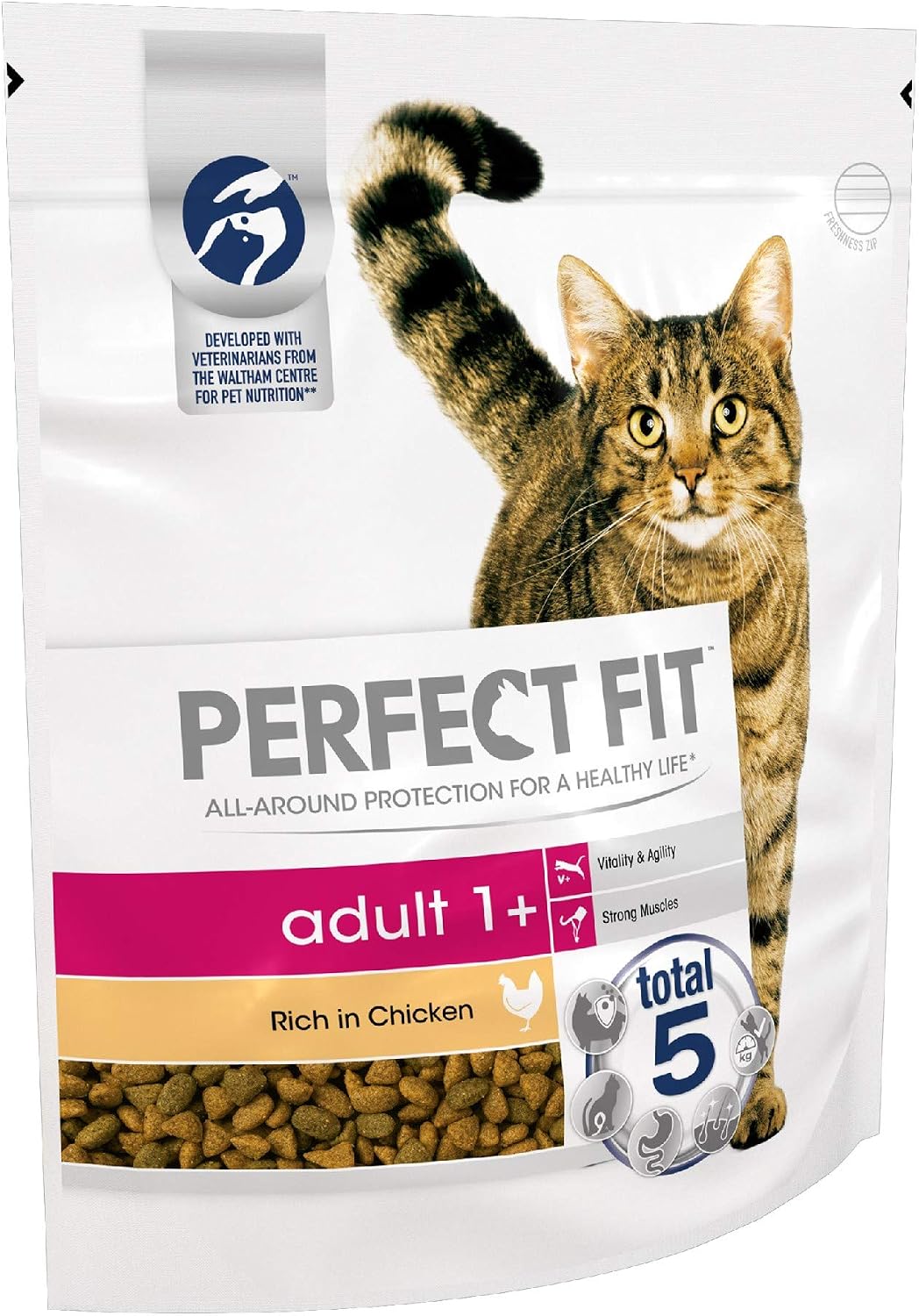 Perfect Fit Adult 1+ - Complete Dry Food for Adult Cats from 1 Year Old, Rich in Chicken, 3 Packs of 750 g