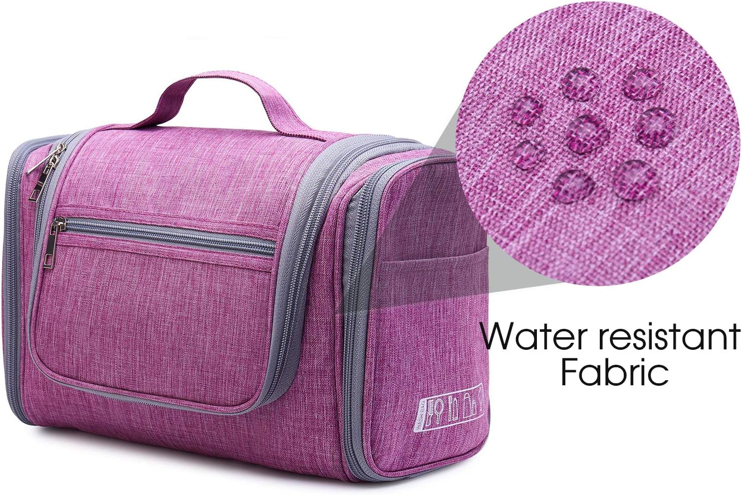 Large Hanging Toiletry Wash Bag Travel Makeup Cosmetic Organizer for Men Women by WANDF (Denim Purple), XL - Image 4