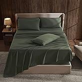 Hearth & Harbor Extra Deep Pocket Sheet Sets, Luxury Soft 6 Piece Bed Sheet Set Fits Mattress 18-24 Inches - Twin XL Size, Olive Green