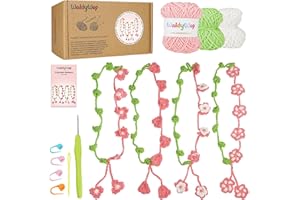 WaldyWop Crochet Kit for Beginners: 4 Flower Bracelets Knitting Kits for Adults Women w/Easy Yarn & Step-by-Step Video Tutorials - Wobbles Crochet Starter Kit for Kids Girls, Birthday Gift for Mom Kid