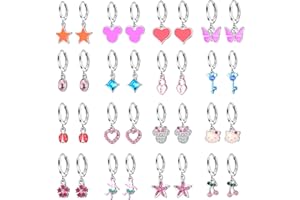 Aganippe 10/16 Pairs Hypoallergenic Small Dangle Hoop Earrings for Girls Cute Huggie Hoop Earrings with Charm Hoop Earrings and Stud Earrings Jewelry Set for Little Girls Kids Women Teens Unicorn Earrings Set