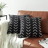 Nestinco Set of 2 Black Pillow Covers 20 x 20 inches Boho Aztec Polyester Blend Square Decorative Throw Pillow Covers for Sofa Couch Bed Decor