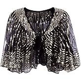 Vijiv 1920s Vintage Style Cape Jacket Embellished Bridal Shawl Capelet Flapper Bolero Cover Up Gatsby Party