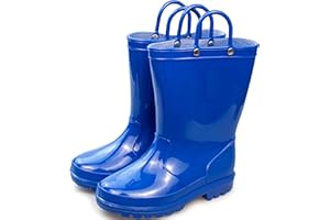 Hbxooxts Children's Rain Boots with Easy-On Handles, Waterproof Outdoor Boots for Girls and Boys, Perfect for School and Play
