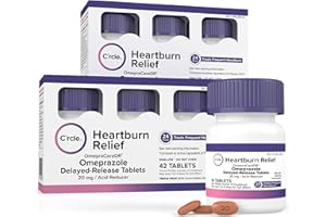 C'RCLE Omeprazole 20mg Bulk 84 ct - Heartburn Medicine Omeprazole Tablets - Acid Reducer Pills for Heartburn Relief and Acid Reflux Medicine - Six 14 Ct Bottles