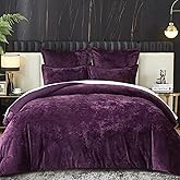 Ivellow Crushed Velvet Comforter Set Queen Purple Comforter Set 5pcs Ultra Soft Lightweight Breathable Bedding Set Luxury Cozy Flannel Comforter Queen Size (1 Comforter,2 Pillow Shams, 2 Euro Shams