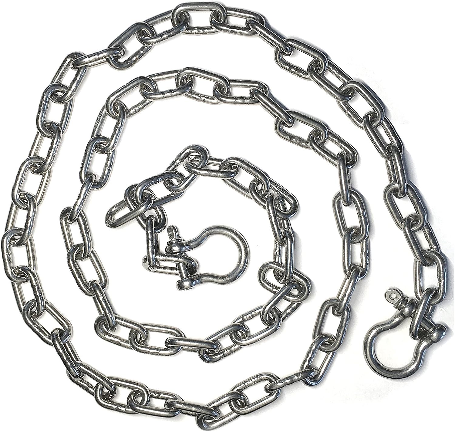 Stainless Steel 316 Anchor Chain 6mm or 1//4/" by 10/' long with quality shackles