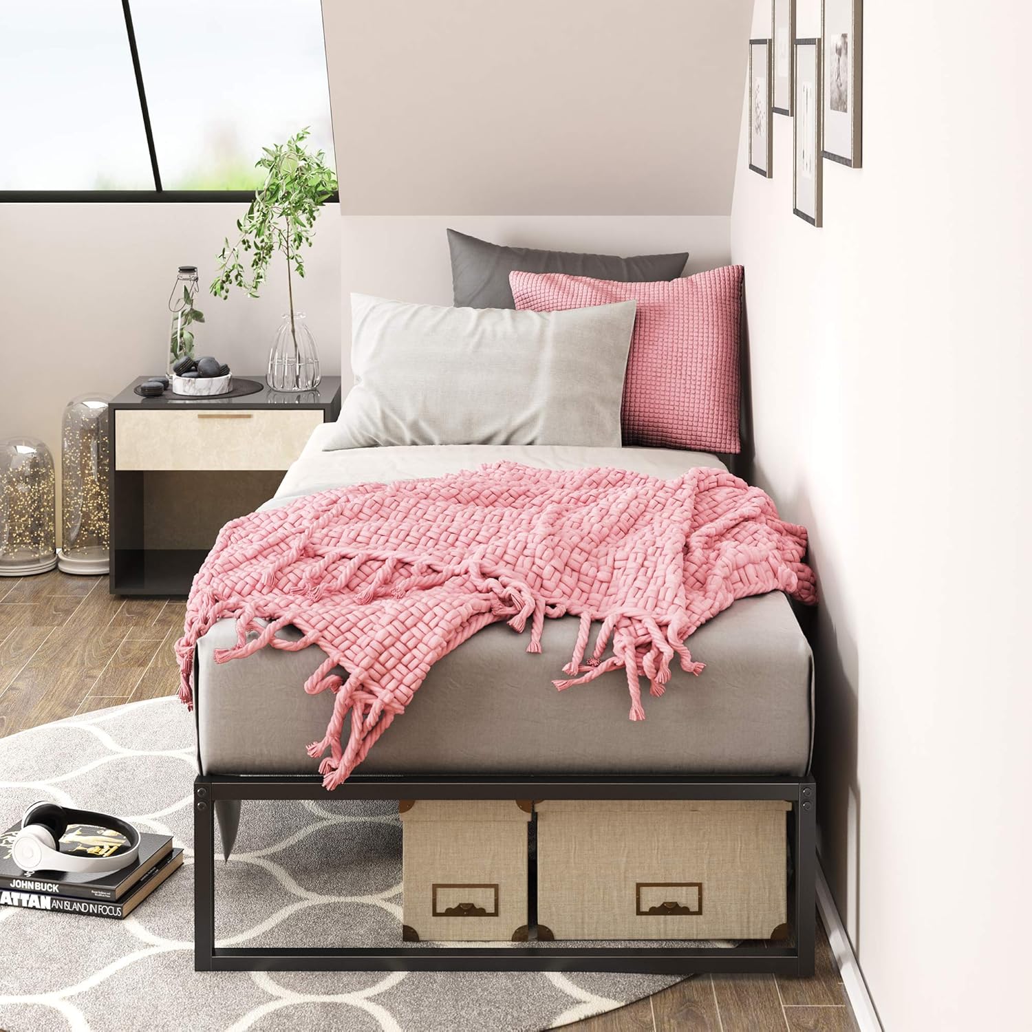 Zinus Lorelei 12 Inch Platforma Metal Bed Frame, Platform Bed Frame, Twin: Furniture & Decor