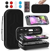 GLDRAM Carrying Case for Nintendo Switch 2 (2025), Portable Accessories Kit with Black Travel Storage Bag, Clear Protective Skin Cover, 6 Slots Game Card Holder, Screen Protector & 8 Thumb Grips