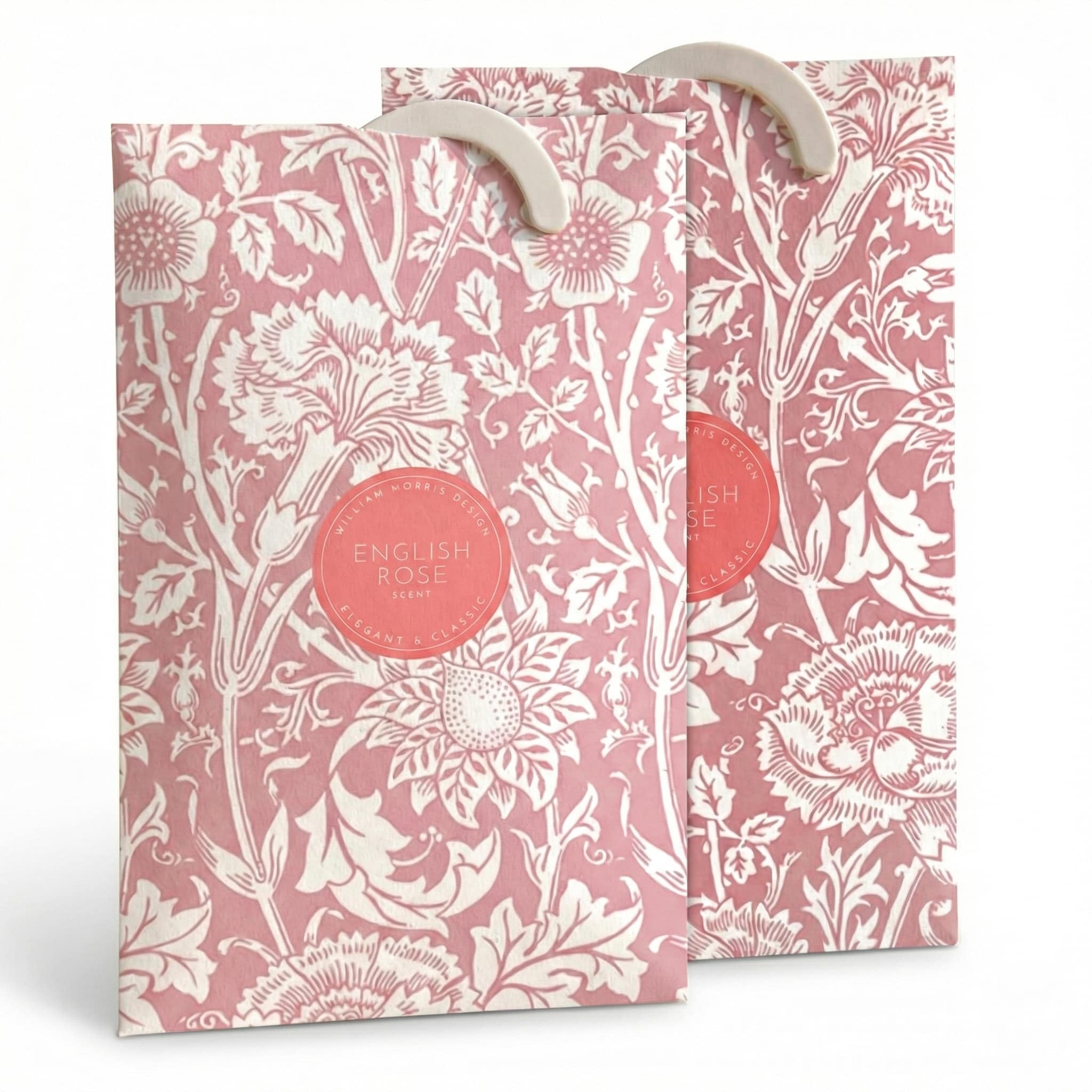 The Master Herbalist Fragrant Rose Scented Wardrobe Freshener Sachets in a William Morris Design in Pink | Pack of 2