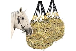 MIYABALA 2PCS Hay Net for Horses,Slow Feed Hay Bag for Horses Goat Sheep,Hanging Hay Feeder Bag for Horses Stable Stall Paddock Rest Toy