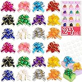 TUXIYA 24PCS 6 Inch Large Pull Bows,12 Colors Bow for Gift Wrapping,Reusable Birthday Ribbon Bow for Wrapping Boxes & Decorative Accents