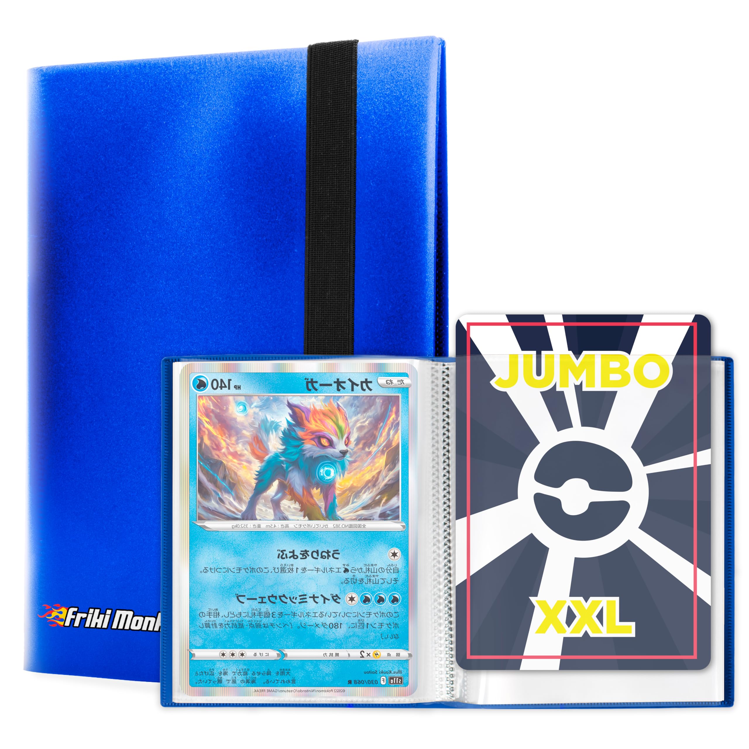 Jumbo XXL Collectible Card Album, album with capacity for 60 Genuine GX Promo Cards, VMAX, V or EX, 30 pages for Jumbo Cards, Album with transparent Sleeves Size 21.1x14.5cm (Blue)