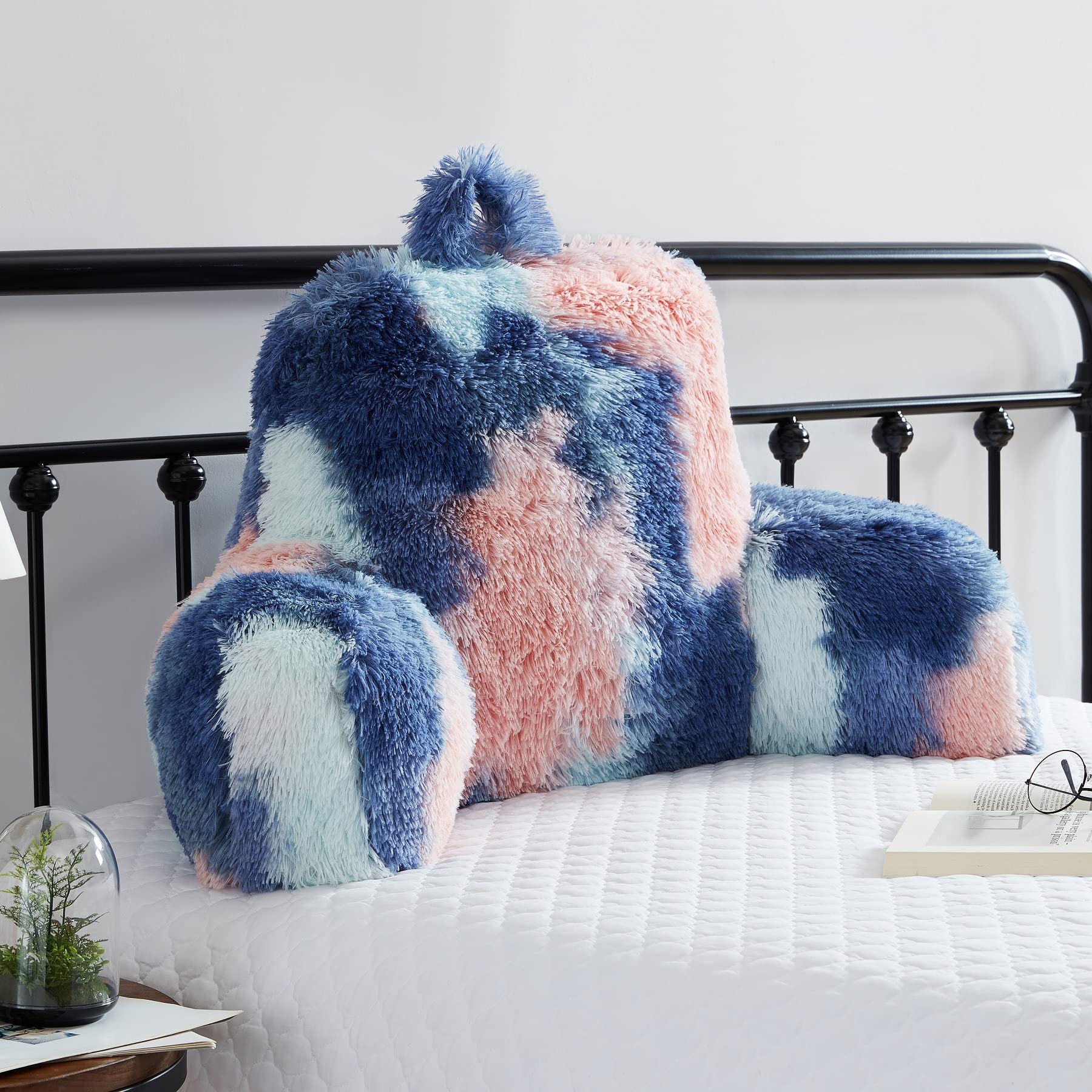 Photo 1 of Jillche Bed Fluffy Fur Reading Pillow for Adults & Kids Unisize, College Dorm Room Essentials for Girls, Chair Pillow with Arms, Adorable Gift for Teen, Rest Sit Up Back Support
