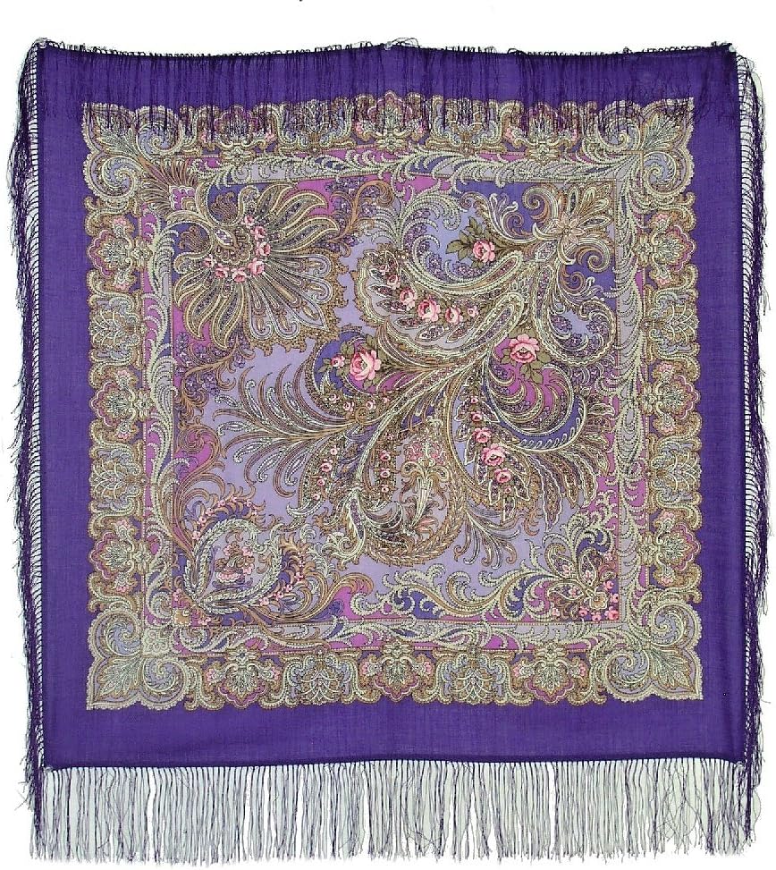 Women's Russian Wool Shawl With Silk Fringes
