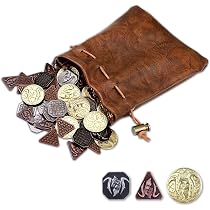 Le Trésor du Dragon : 60 vraies pièces fantastiques en métal avec pochette en cuir | Accessoire